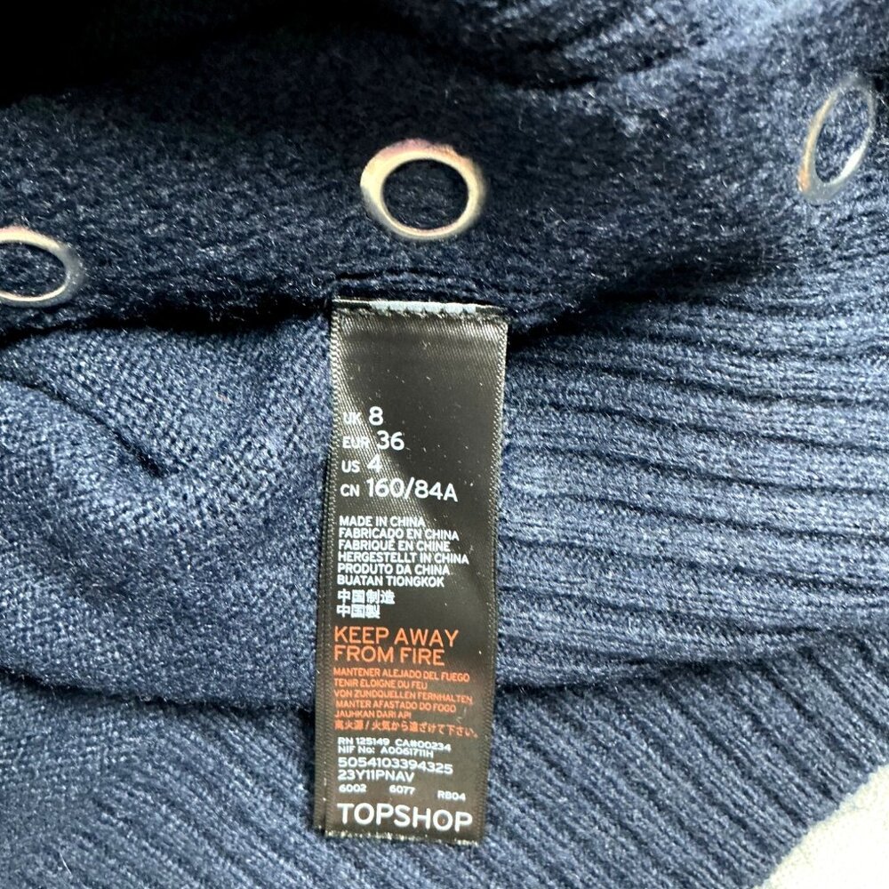 Topshop- Women's Blue Crew Neck Sweater Crop Soft Cozy Boxy- Navy- Size: S - Picture 7 of 10